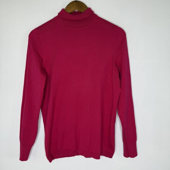 Talbots Sweater Womens Large Pink Turtleneck Pullover Long Sleeve Stretch Knit - Picture 1 of 7